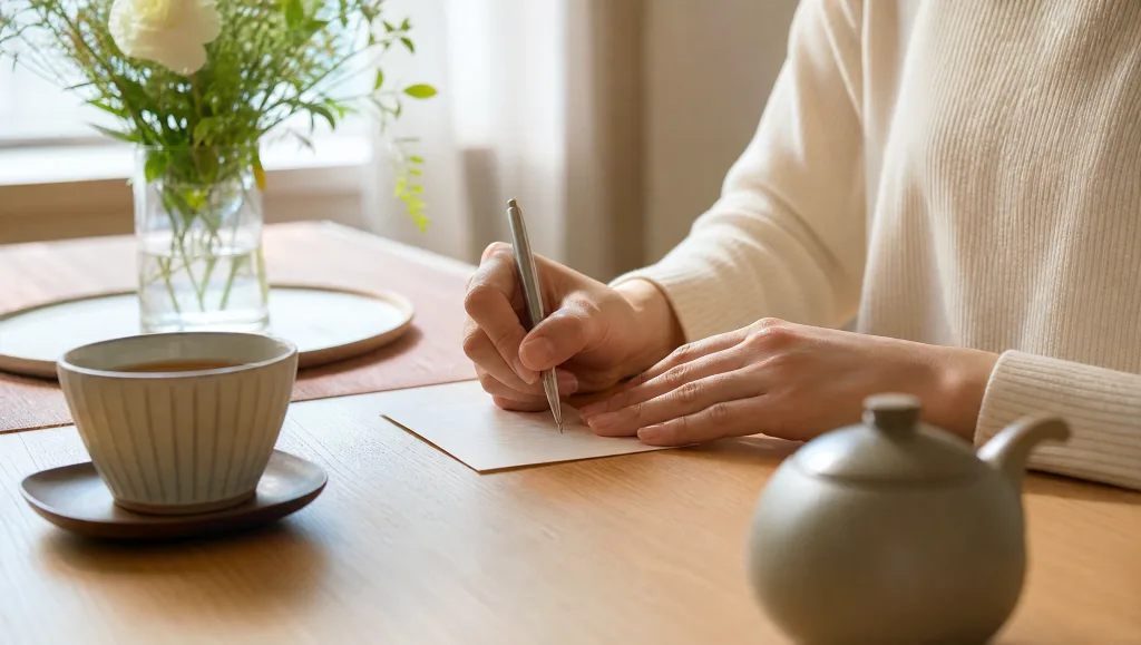 親に婚活を話す前にメモを整理する手元